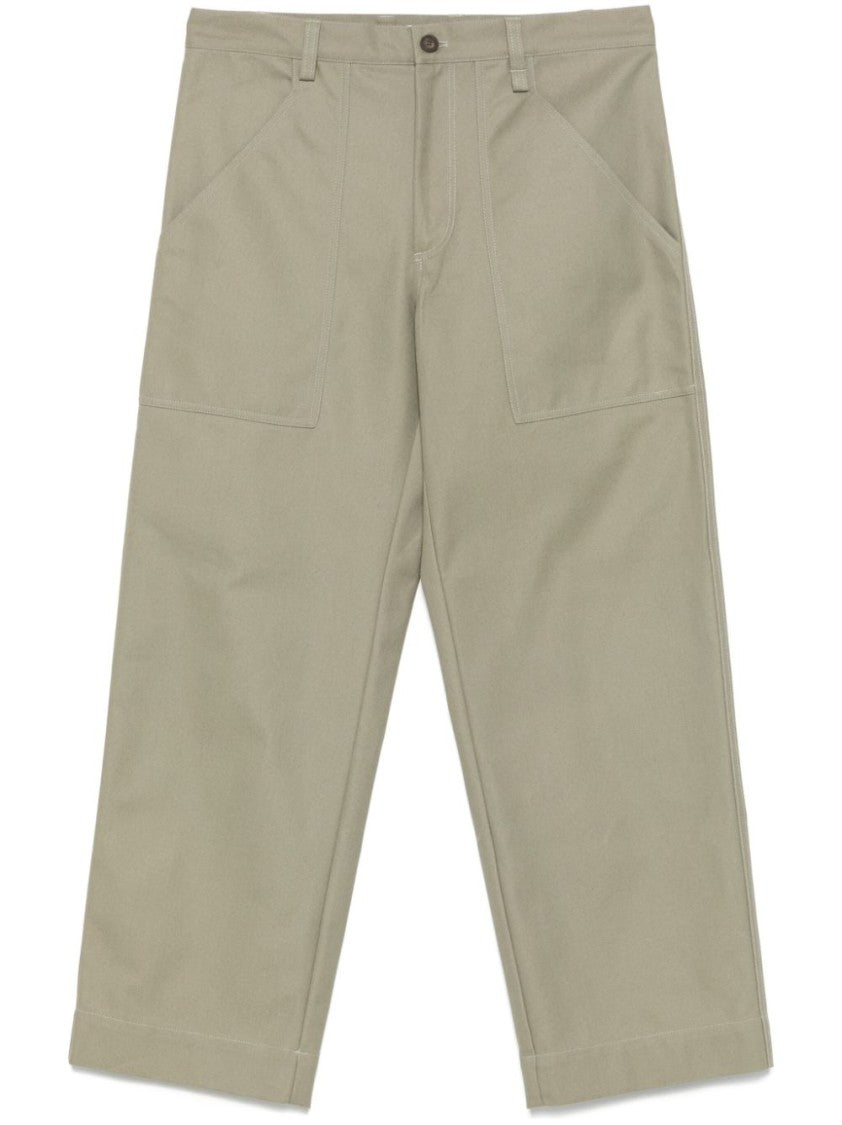 Maison Kitsuné Light Olive Green Cotton Workwear Trousers