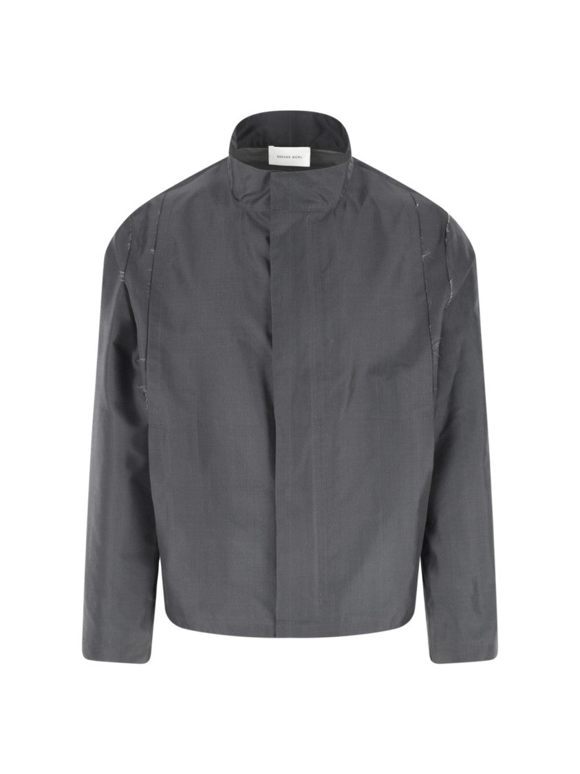 Berner Kuhl Grey Field Silk-Blend High Collar Jacket
