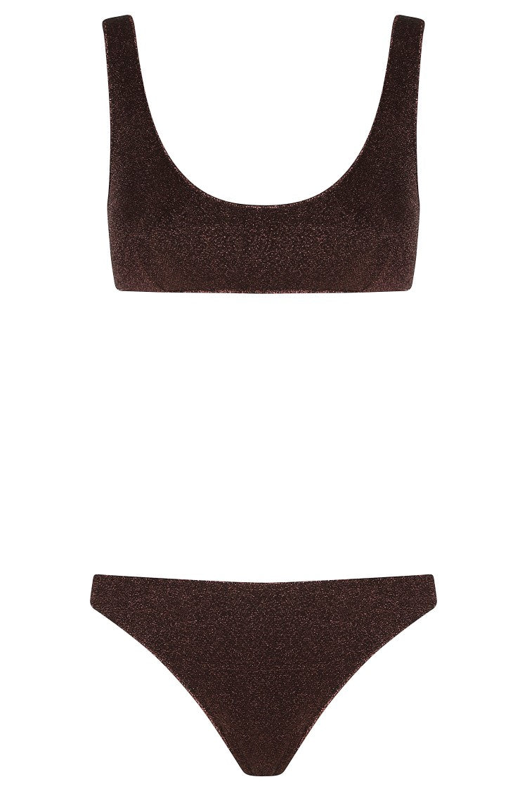 Oséree Chocolate Lumiere Sporty Bralette Lurex Polyamide Bikini