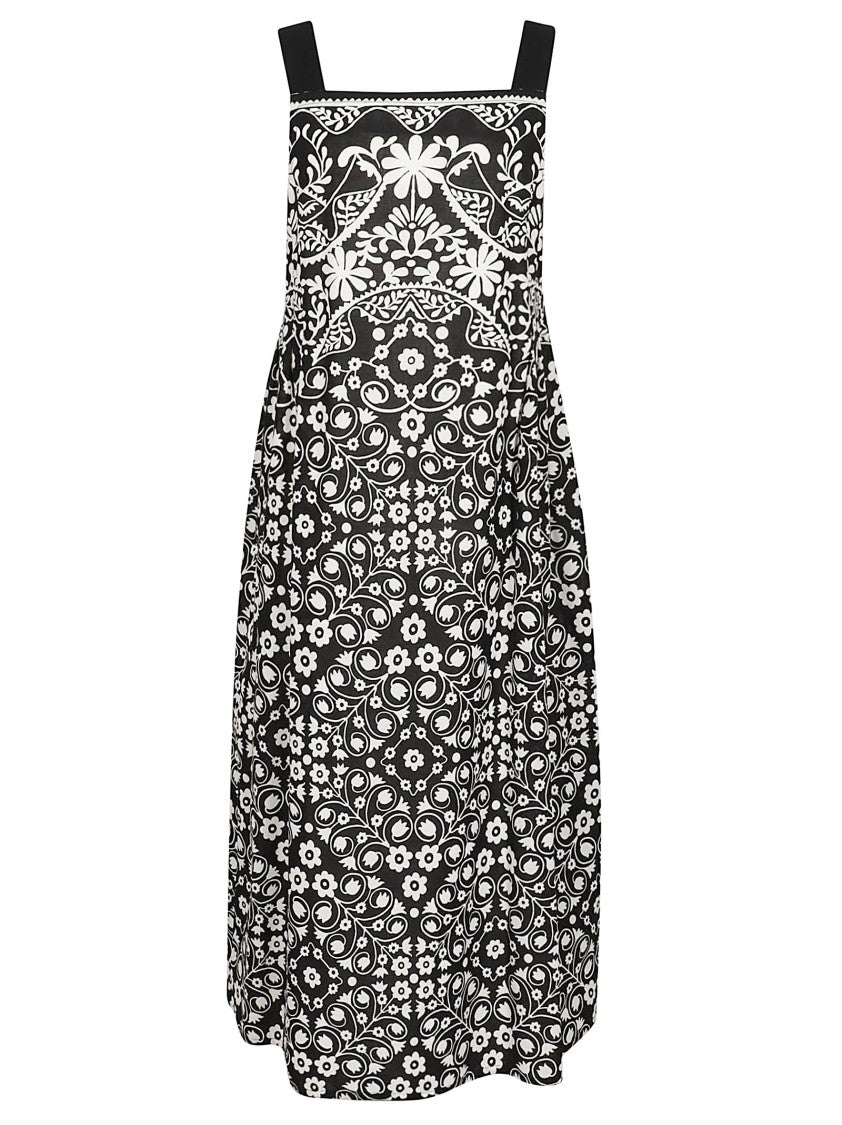 Max Mara Sleeveless Floral Print Dress With Wide Straps And Flowing Silhouette