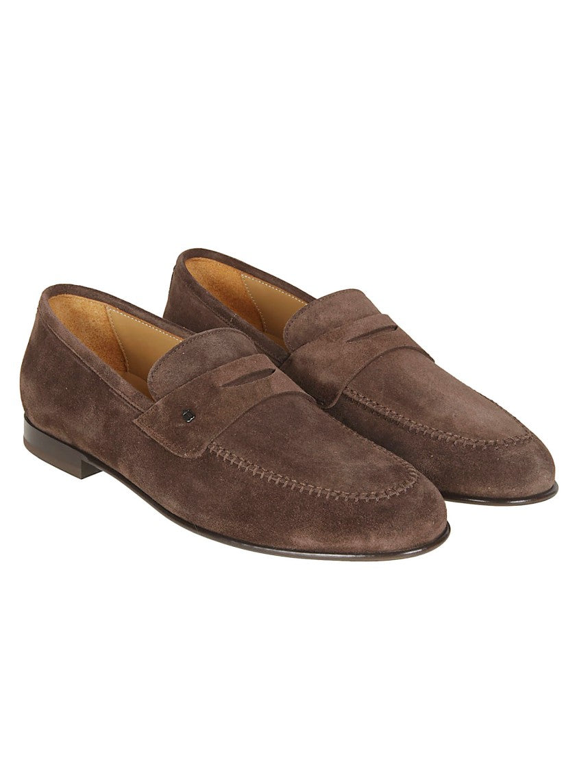Baldinini Brown Suede Penny Strap Loafers