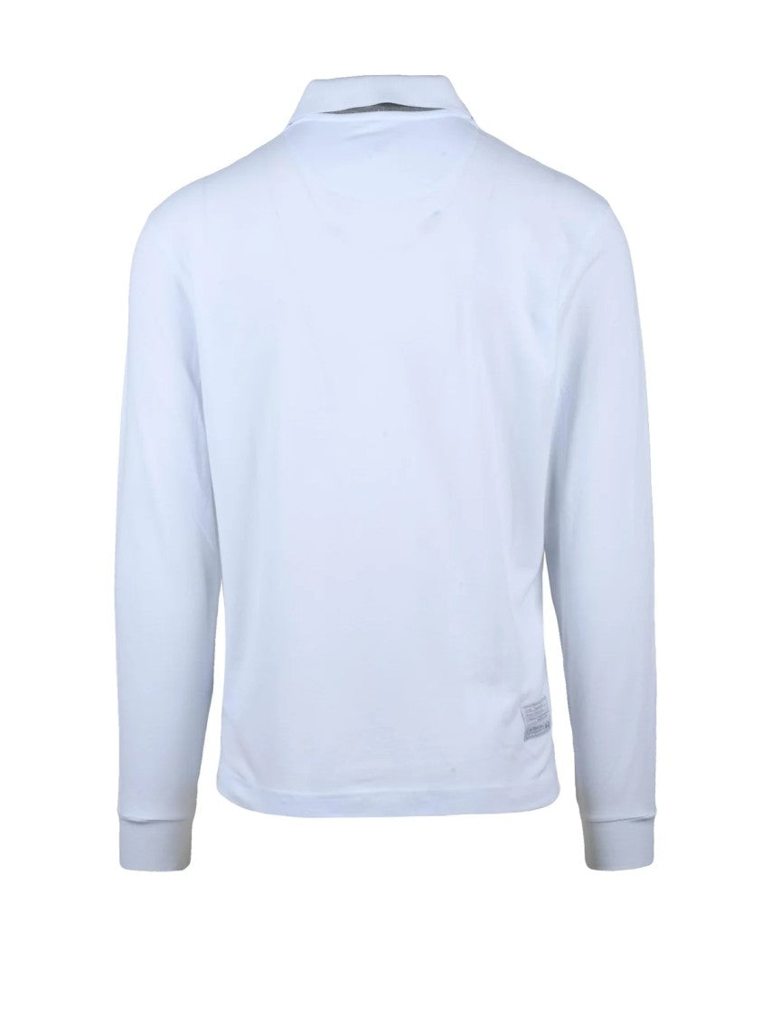 La Martina White Fitted Long-Sleeve Polo Shirt