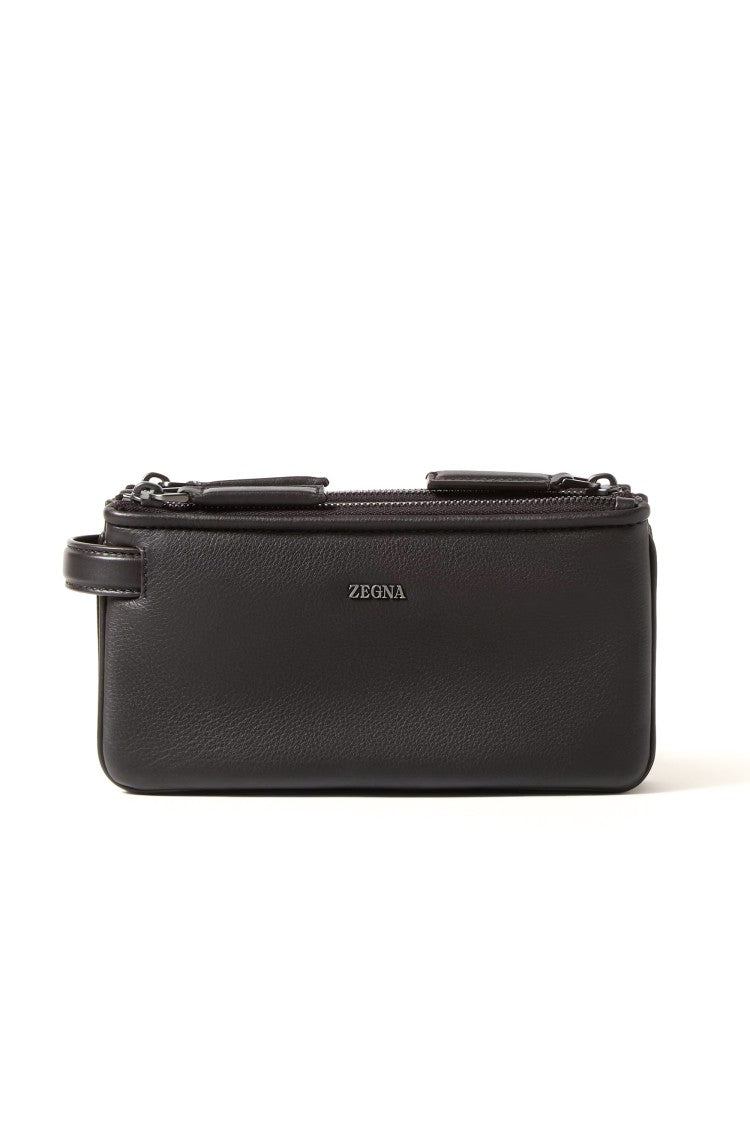 Zegna Pouch 3 Zip In Pelle Second Skin