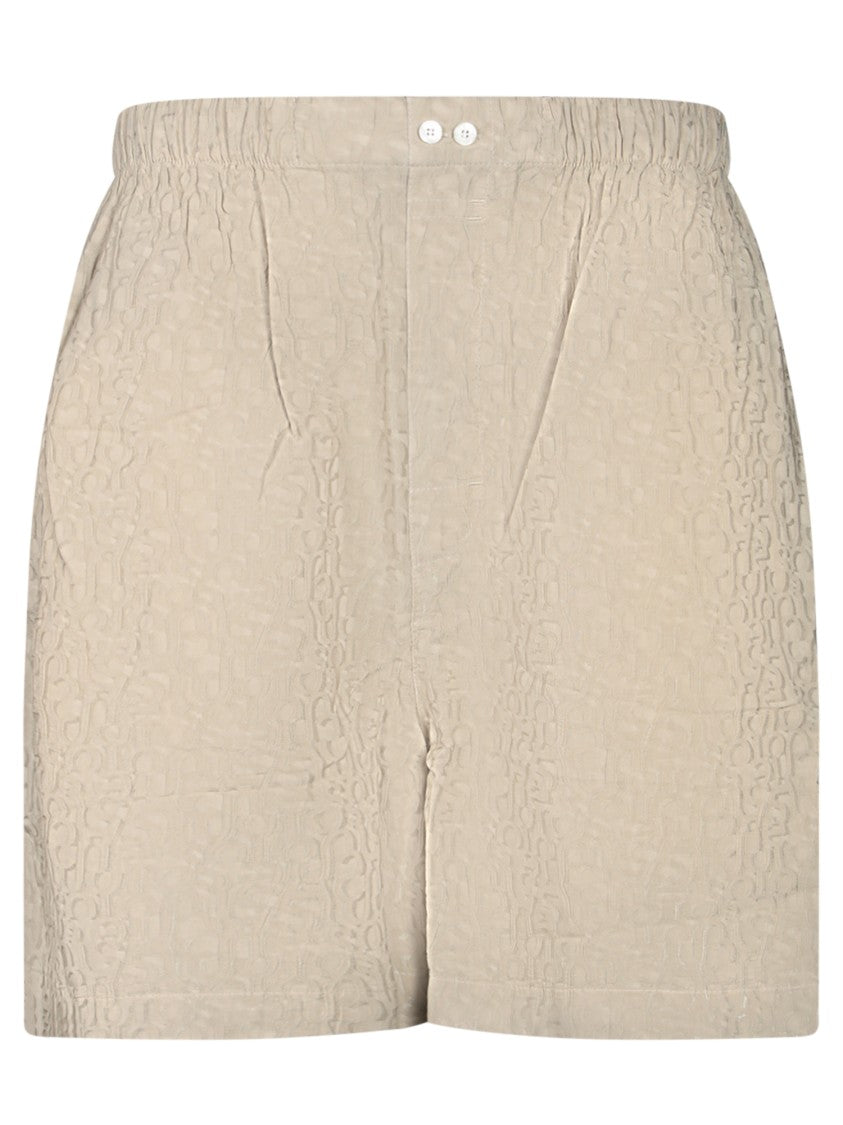 Acne Studios Textured Grey Shorts With Elastic Waistband And Logo Detail