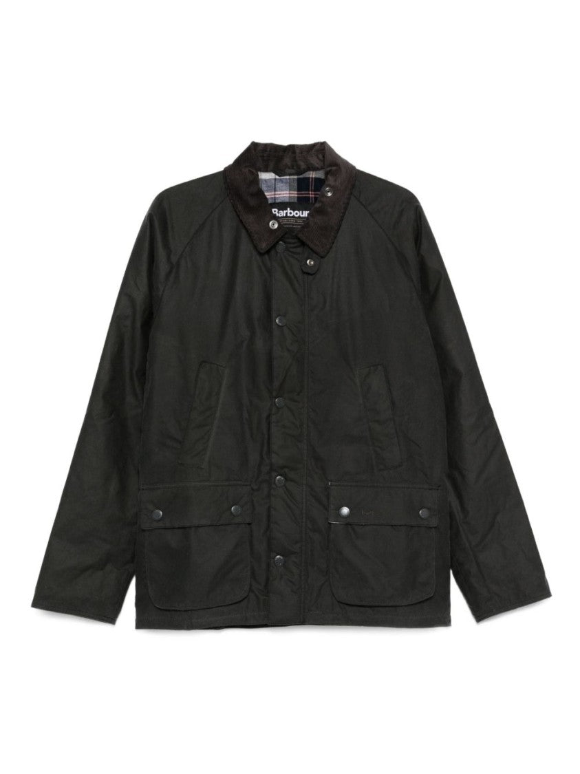 Barbour Timeless Gray Jacket With Contrasting Plaid Collar