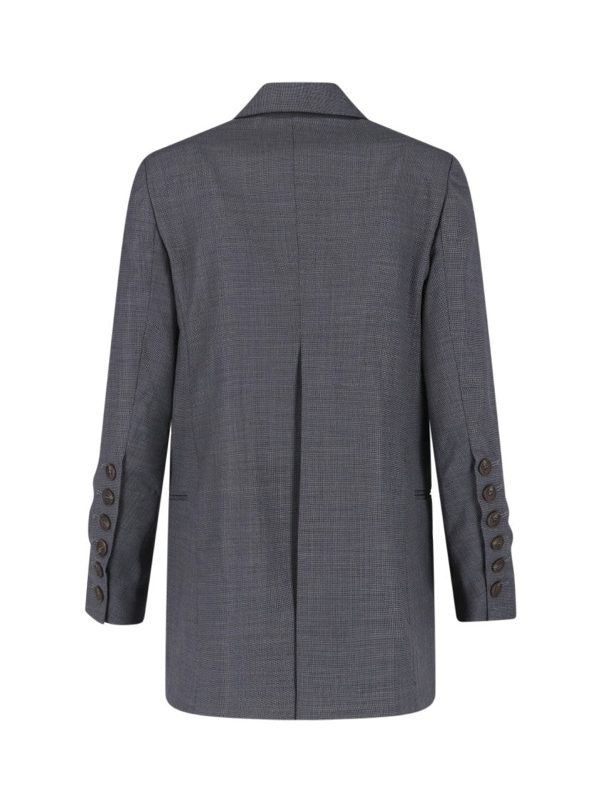 Eudon Choi Grey Beatrice Double-Breasted Wool Blazer