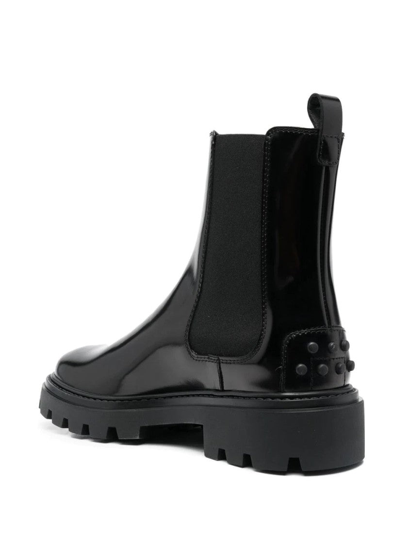Tod's Black Ankle Boots With Elastic Side Panels