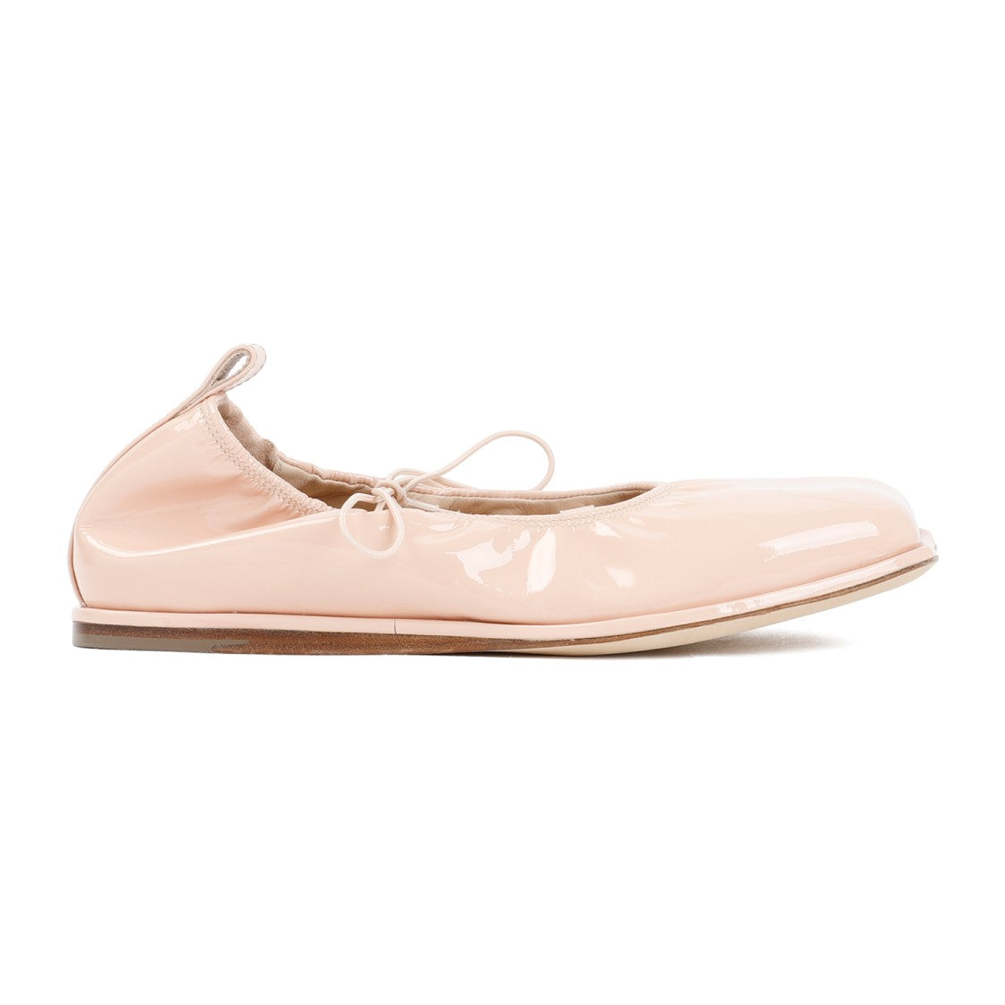 Simone Rocha Pink Powder Patent Calf Leather Heart Toe Lace-Up Ballerina