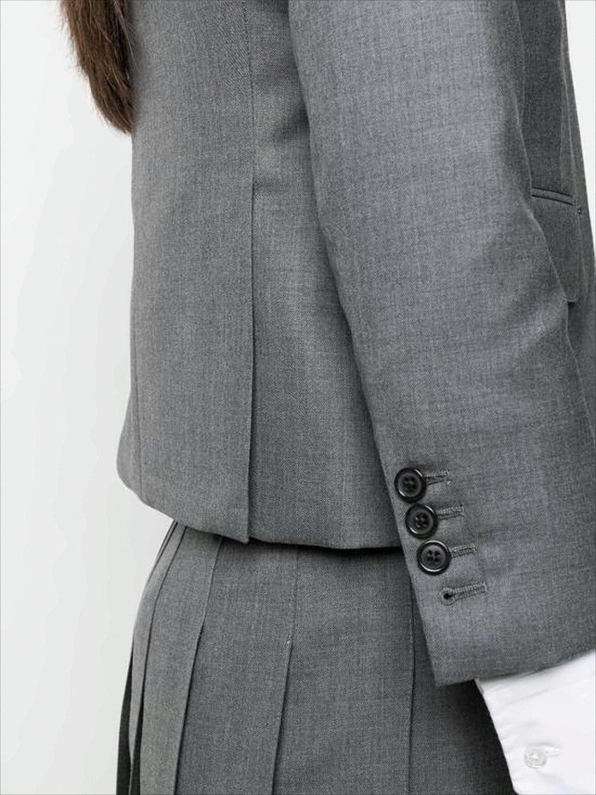 Thom Browne Tailored Grey Wool Blazer With Notched Lapel