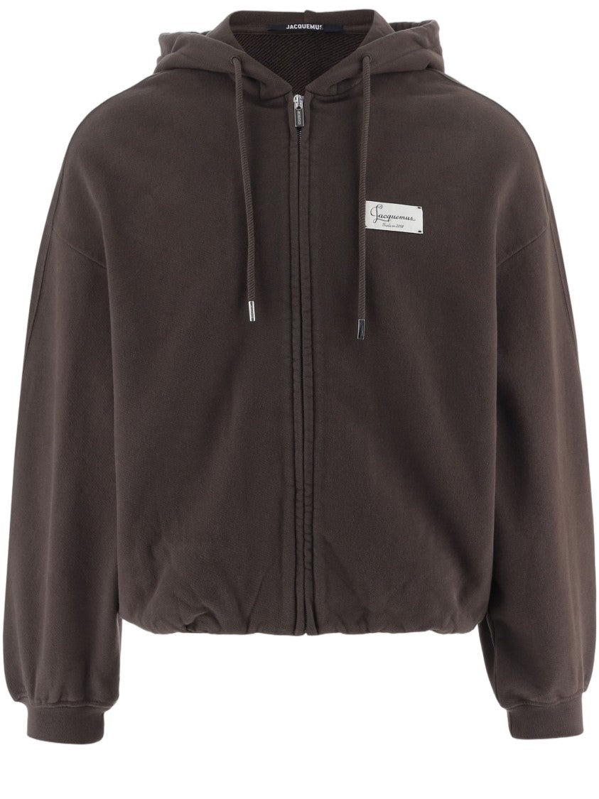 Jacquemus Front Zip Cotton Sweatshirt With Drawstring Hood