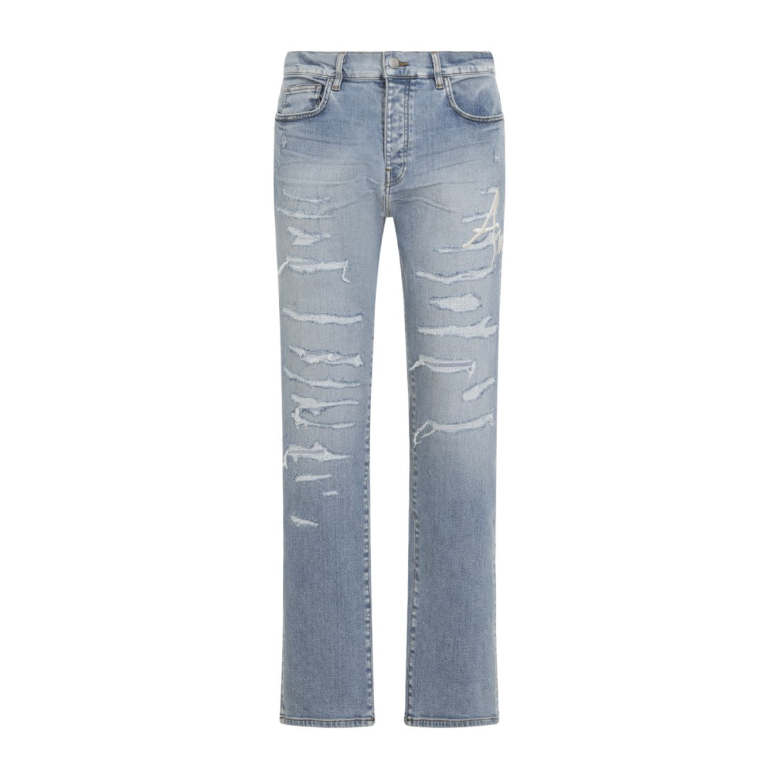 Amiri Distressed Light Blue Jeans With Modern Fit