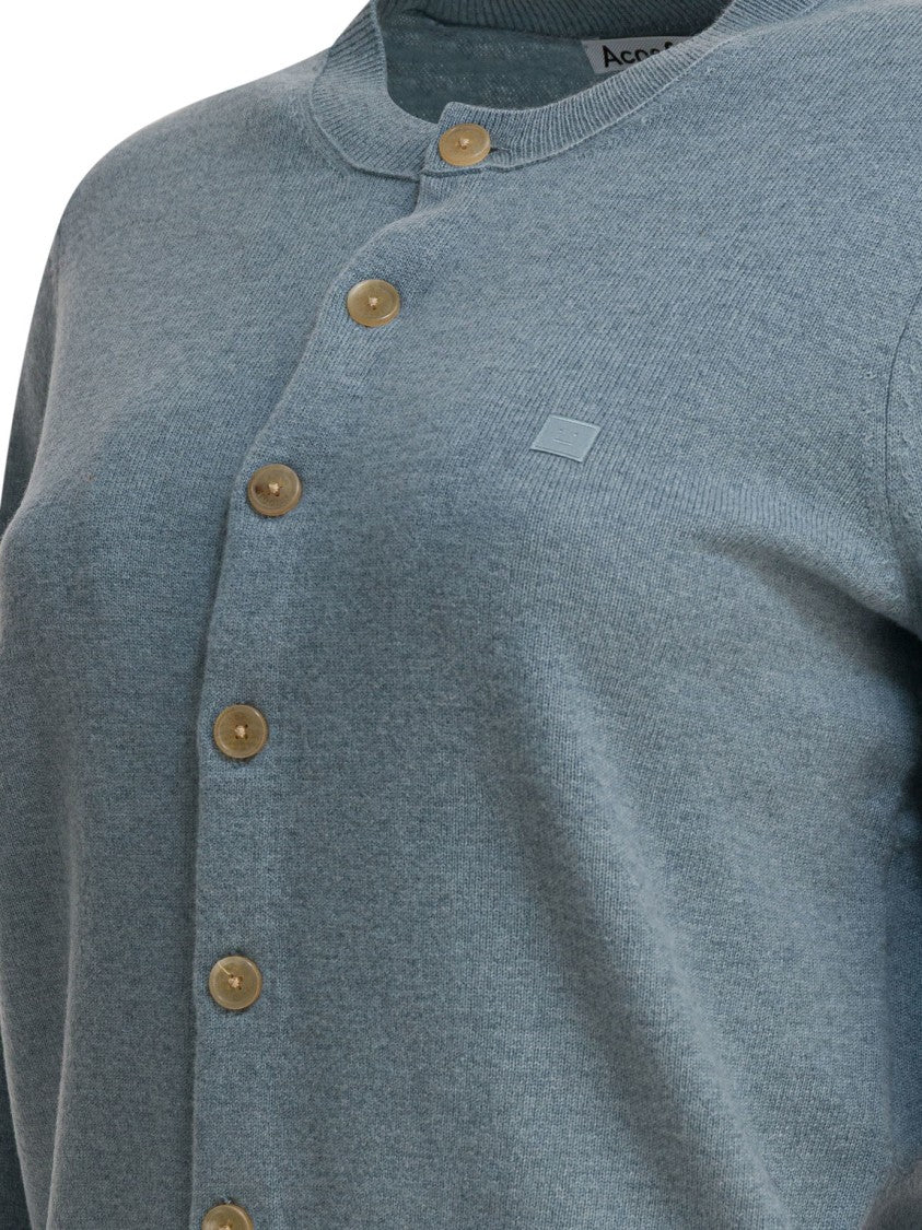 Acne Studios Cropped Wool Cardigan With Button Closure And Ribbed Details