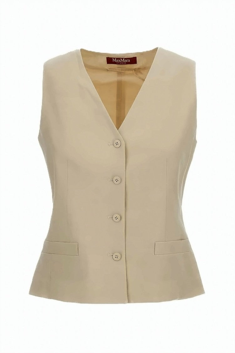 Max Mara Tailored Sleeveless Vest With V-Neckline And Adjustable Belt