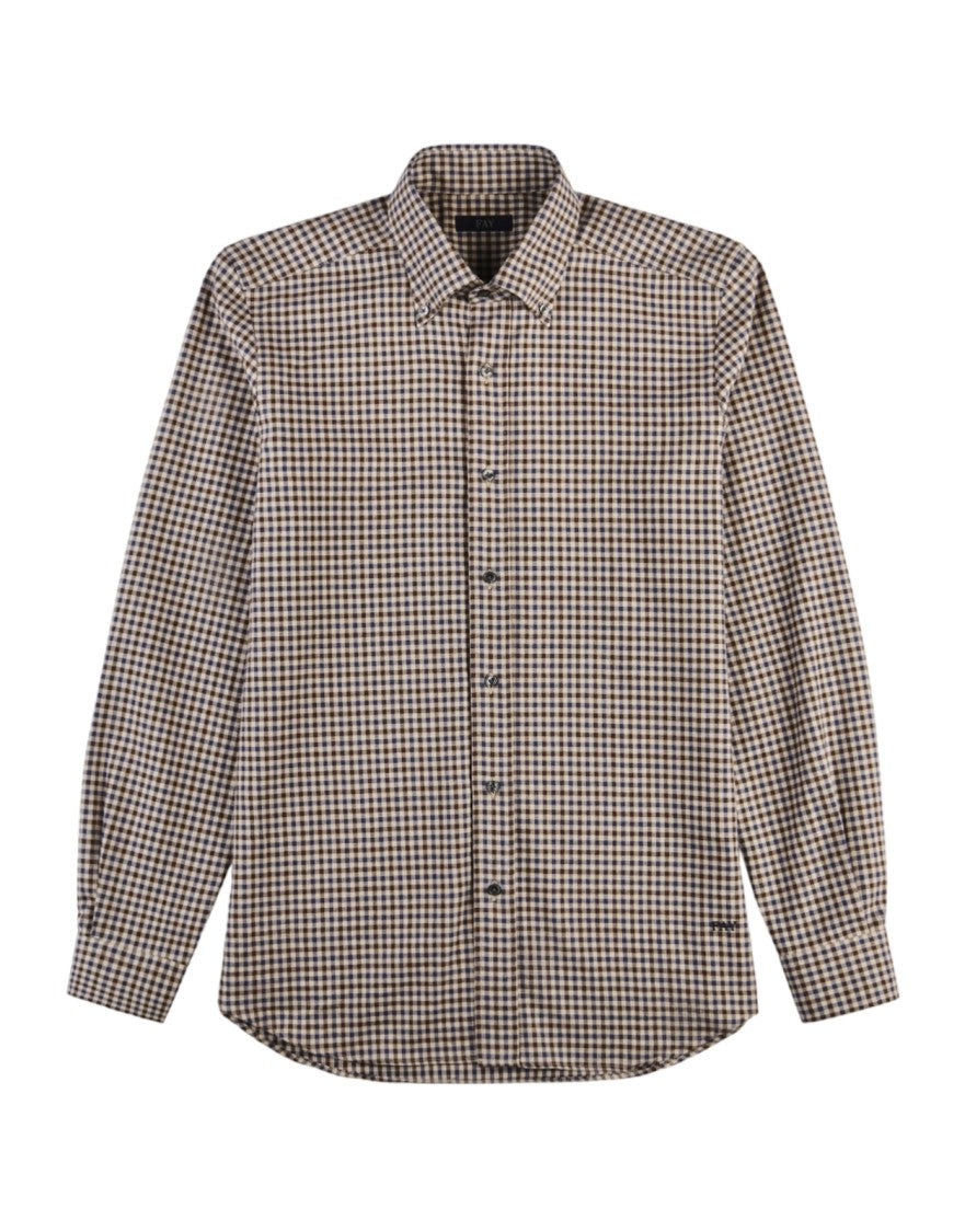 Fay Long-Sleeve Checked Shirt In Brown