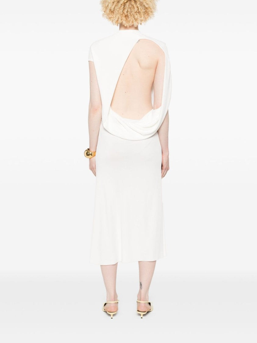 Jacquemus Midi Dress With Open Back And Crew Neck Design