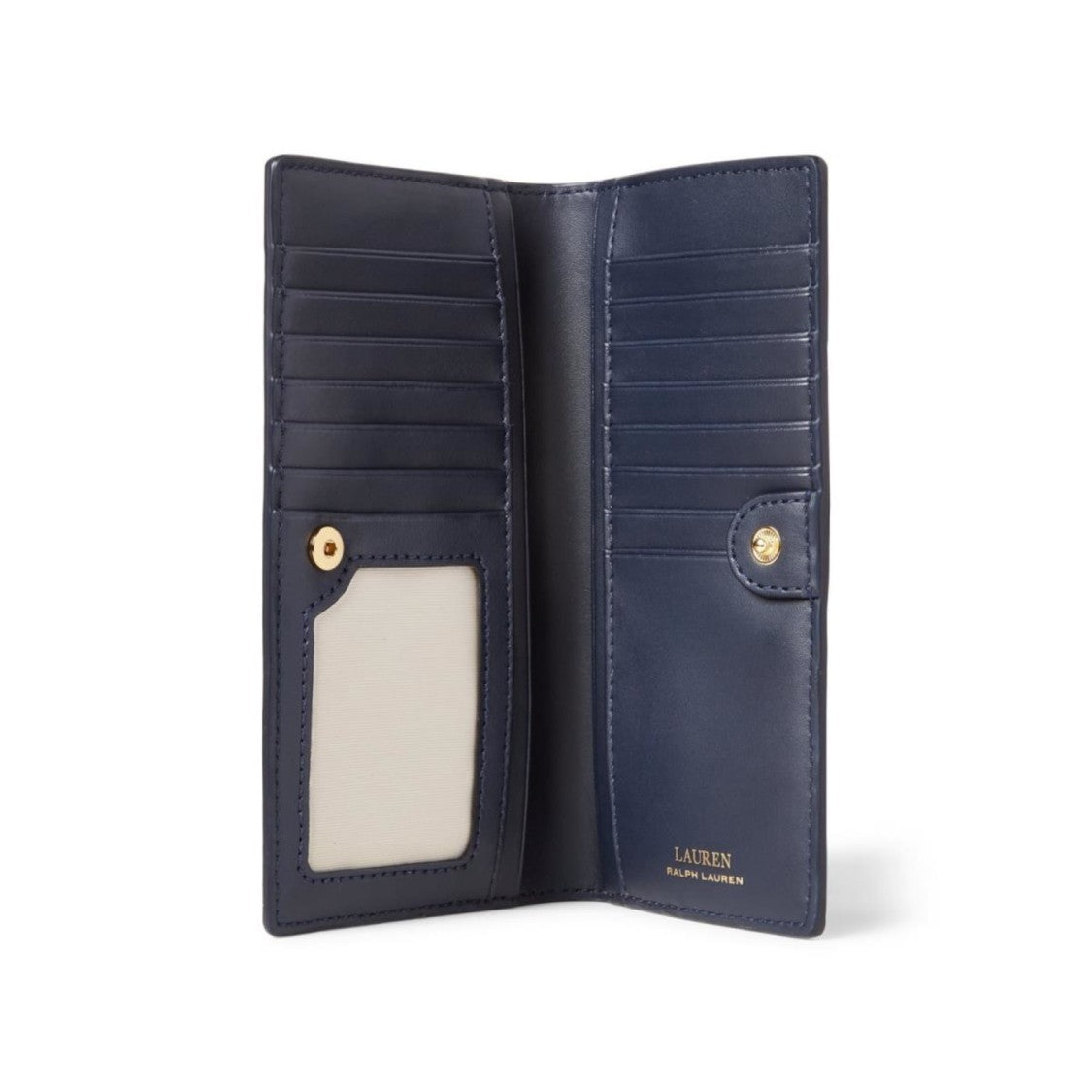 Lauren Ralph Lauren Textured Black Wallet With Elegant Gold-Tone Logo