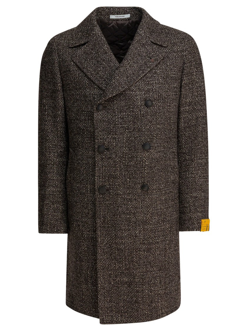 Tagliatore Textured Double-Breasted Wool-Acrylic Jacket With Structured Silhouette