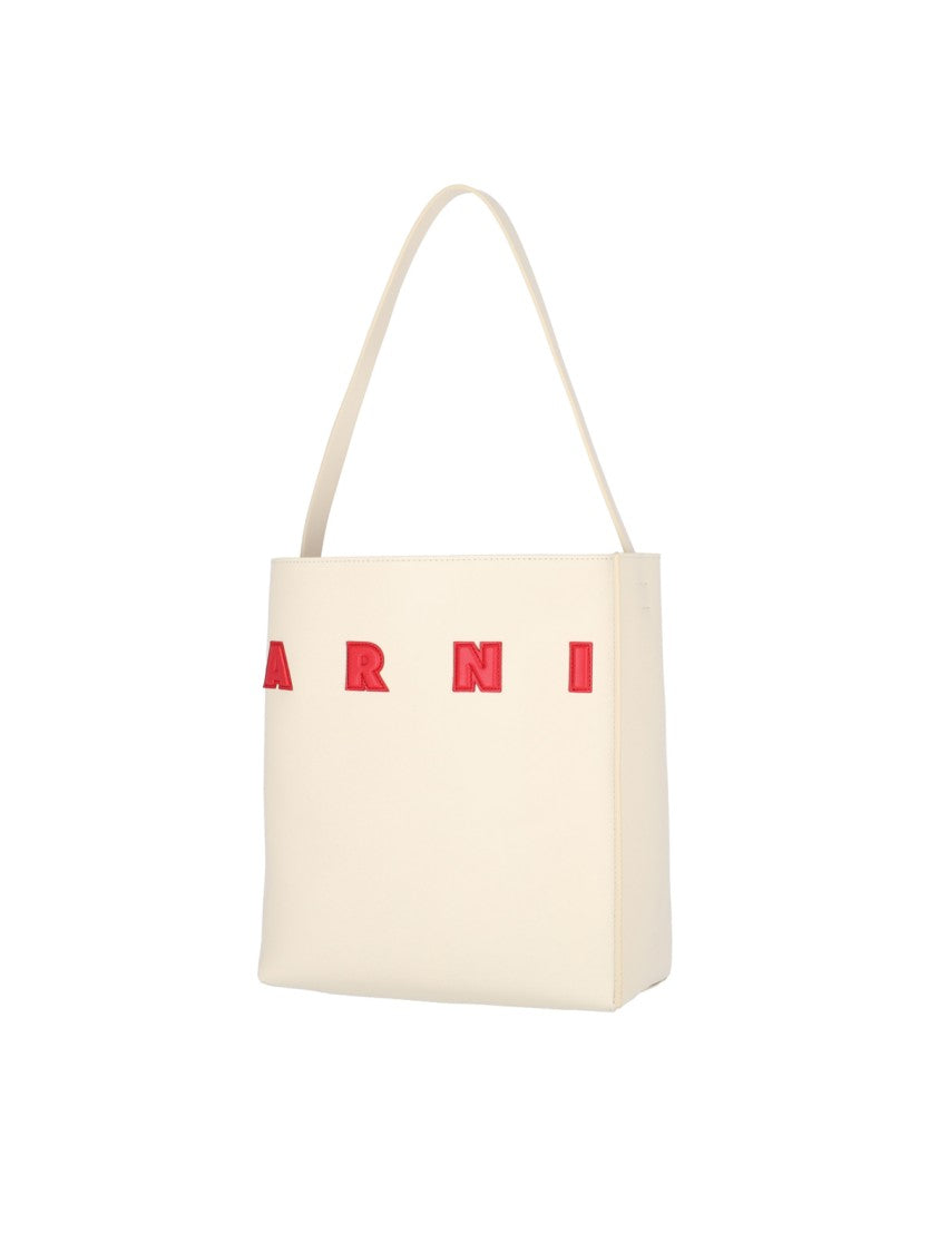 Marni Structured Handbag With Bold Lettering And Minimalist Design
