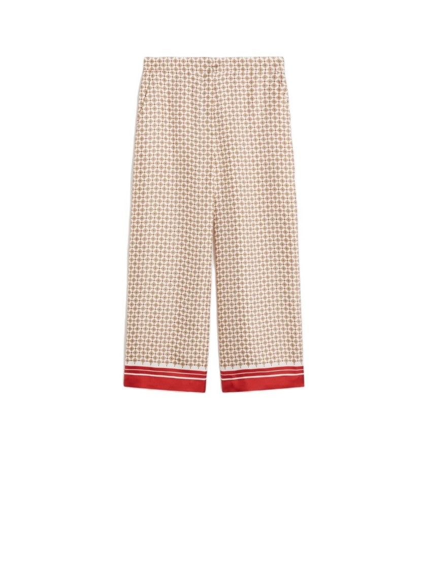 Max Mara Wide-Leg Cropped Pants With Geometric Pattern