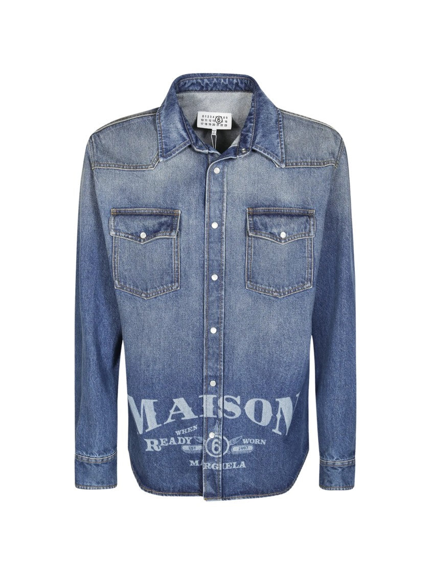 Mm6 By Maison Margiela Embellished Denim Overshirt