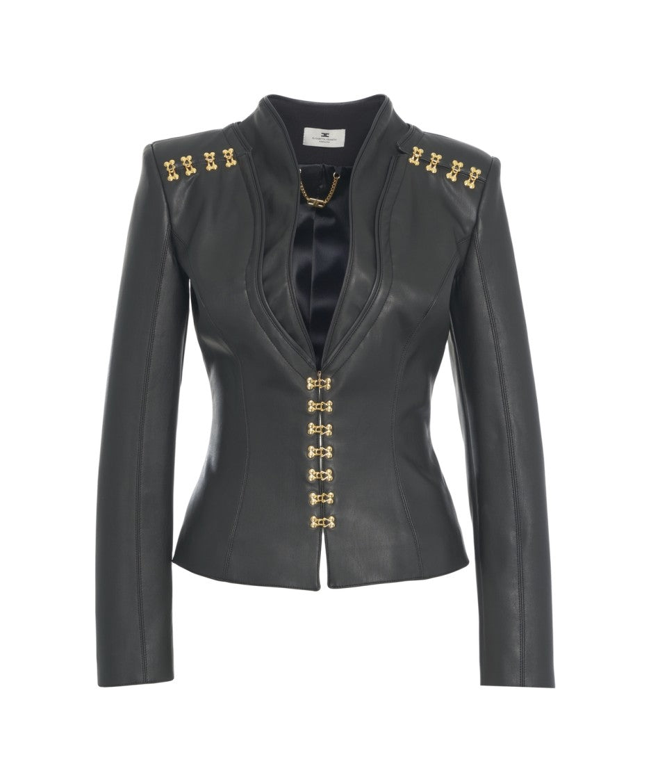 Elisabetta Franchi Tailored Blazer With Gold-Tone Hook Embellishments