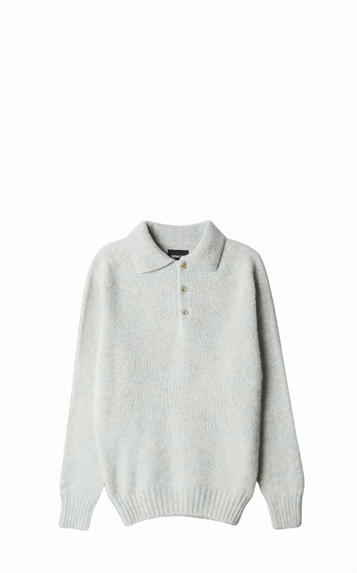 Howlin Soft Wool Polo Sweater With Classic Collar And Textured Knit