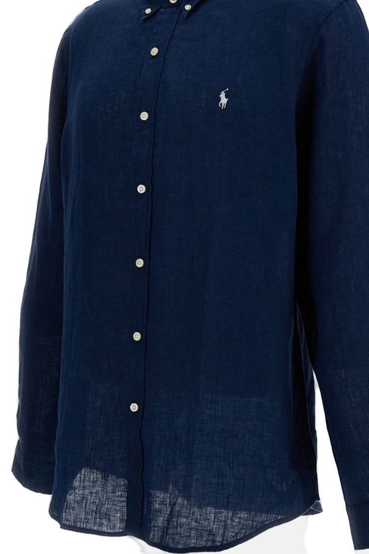 Polo Ralph Lauren Blue Linen Button-Down Shirt