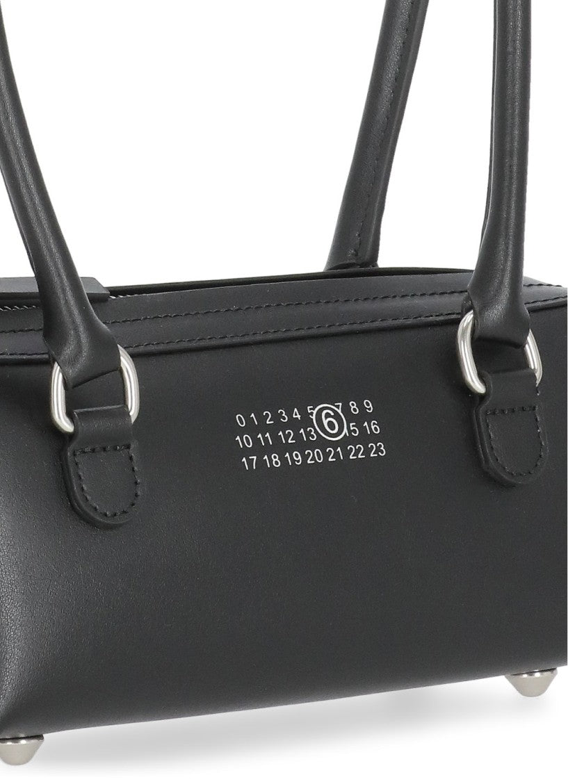 Mm6 By Maison Margiela Sleek Rectangular Black Leather Mm6 Shoulder Bag