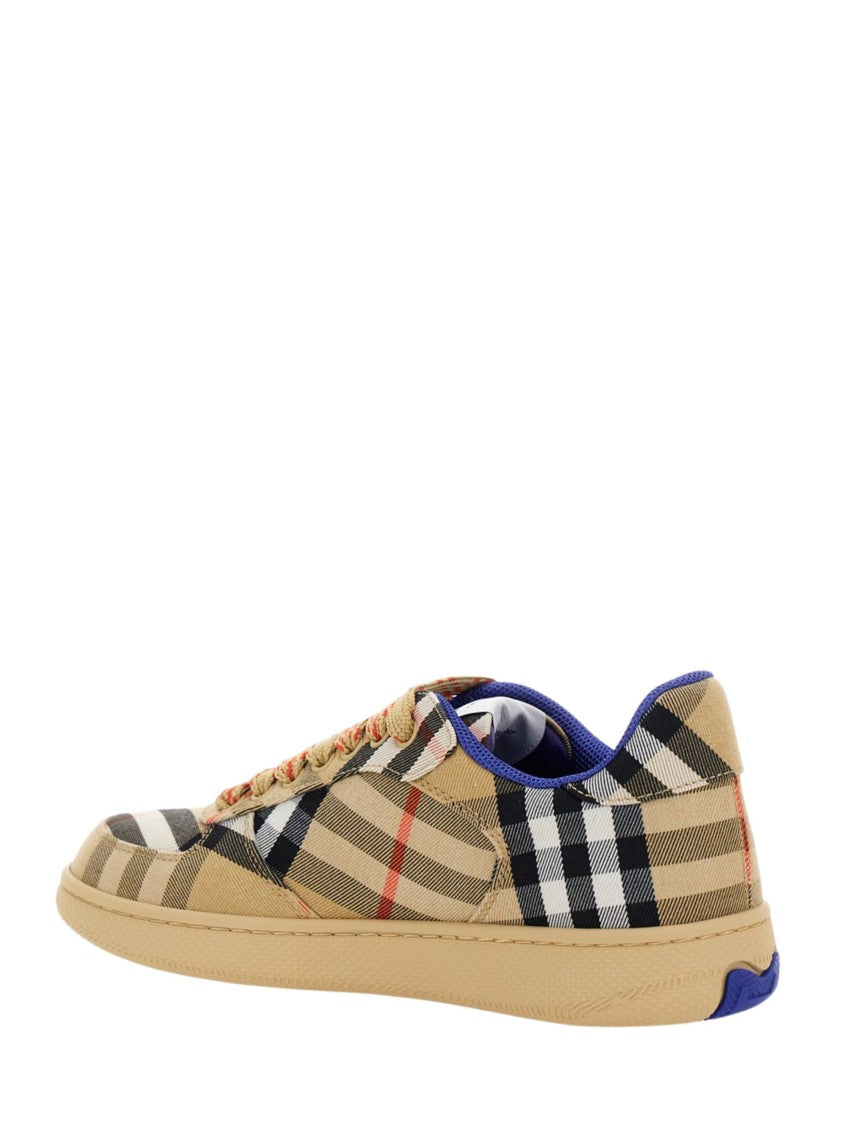 Burberry Beige All-Over Check Technical Sneakers