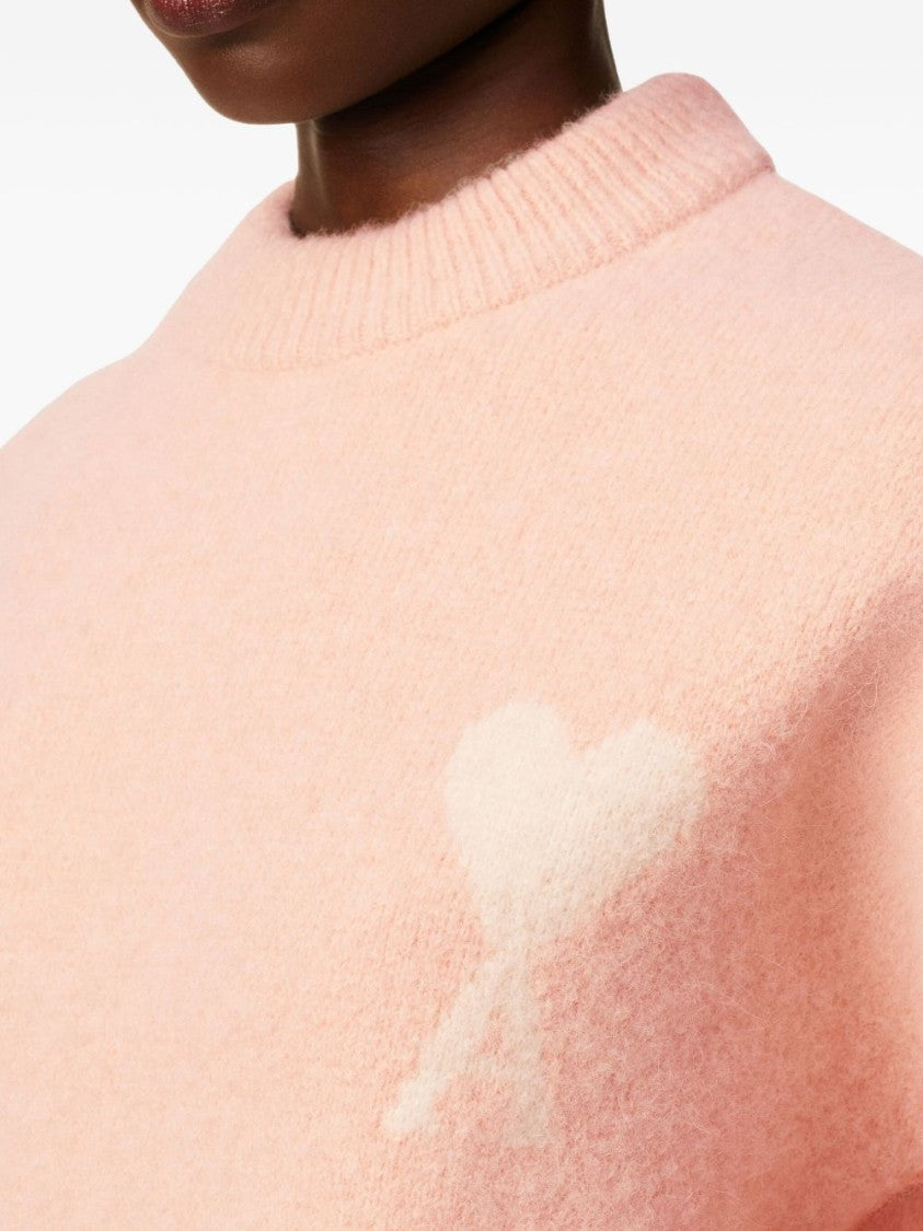 Ami Alpaca And Wool Sweater With Logo