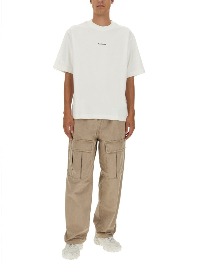 Acne Studios Relaxed Fit Beige Casual Pants With Elastic Waistband