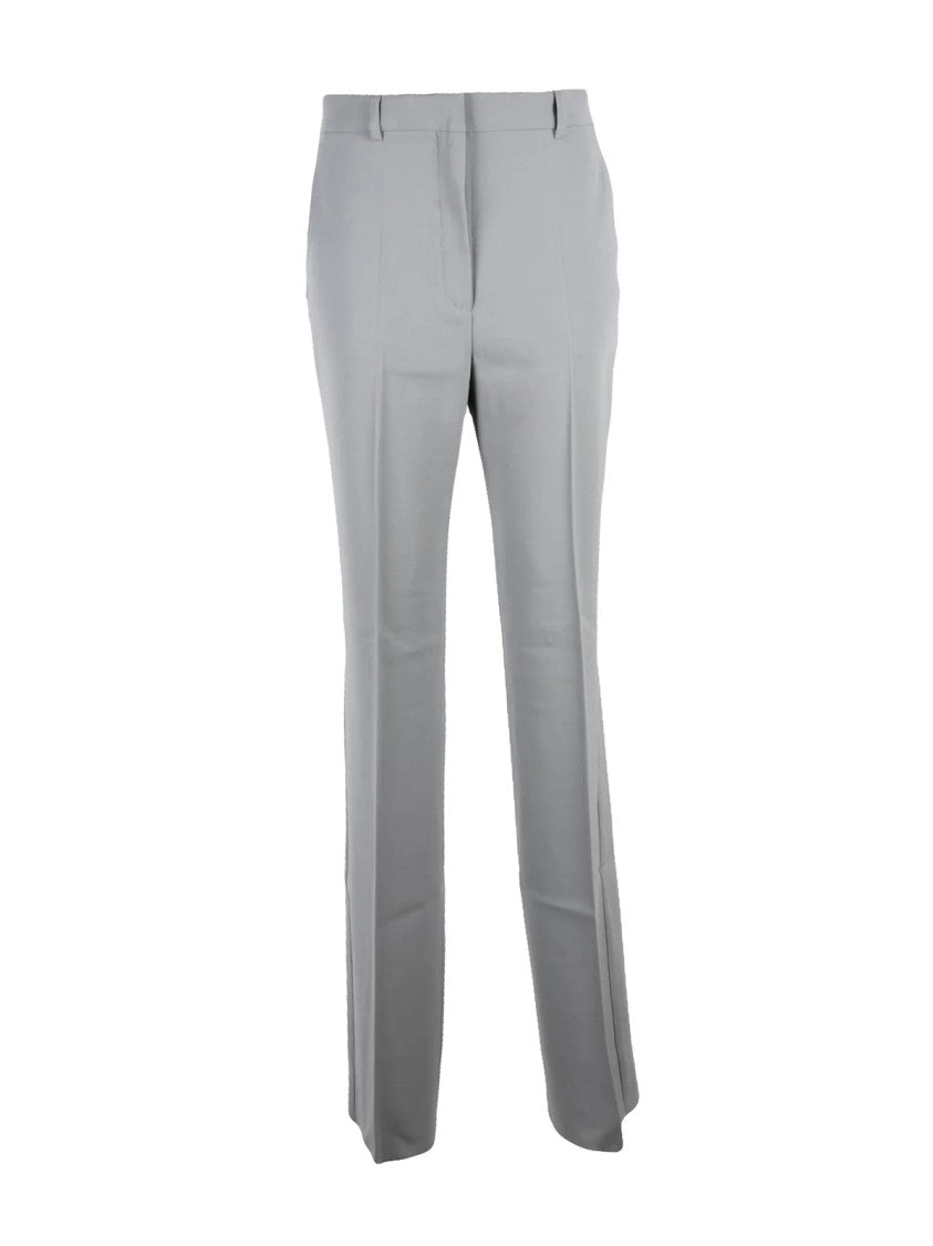 Max Mara Grey Wide-Leg Virgin Wool Pants