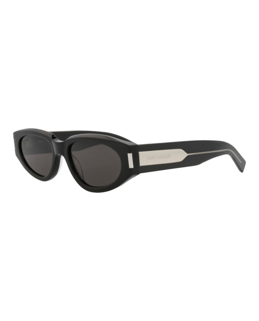 Saint Laurent Round-Frame Sunglasses In Recycled Acetate With Metallic Accents