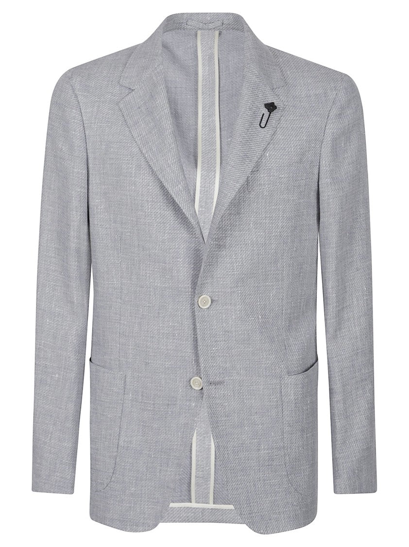Lardini Light Grey Roma Virgin Wool-Blend Blazer