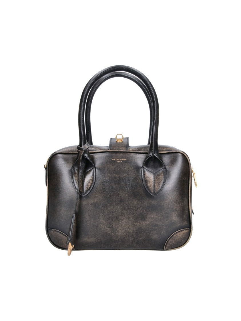 Golden Goose Structured Rectangular Handbag With Vintage Distressed Leather Finish
