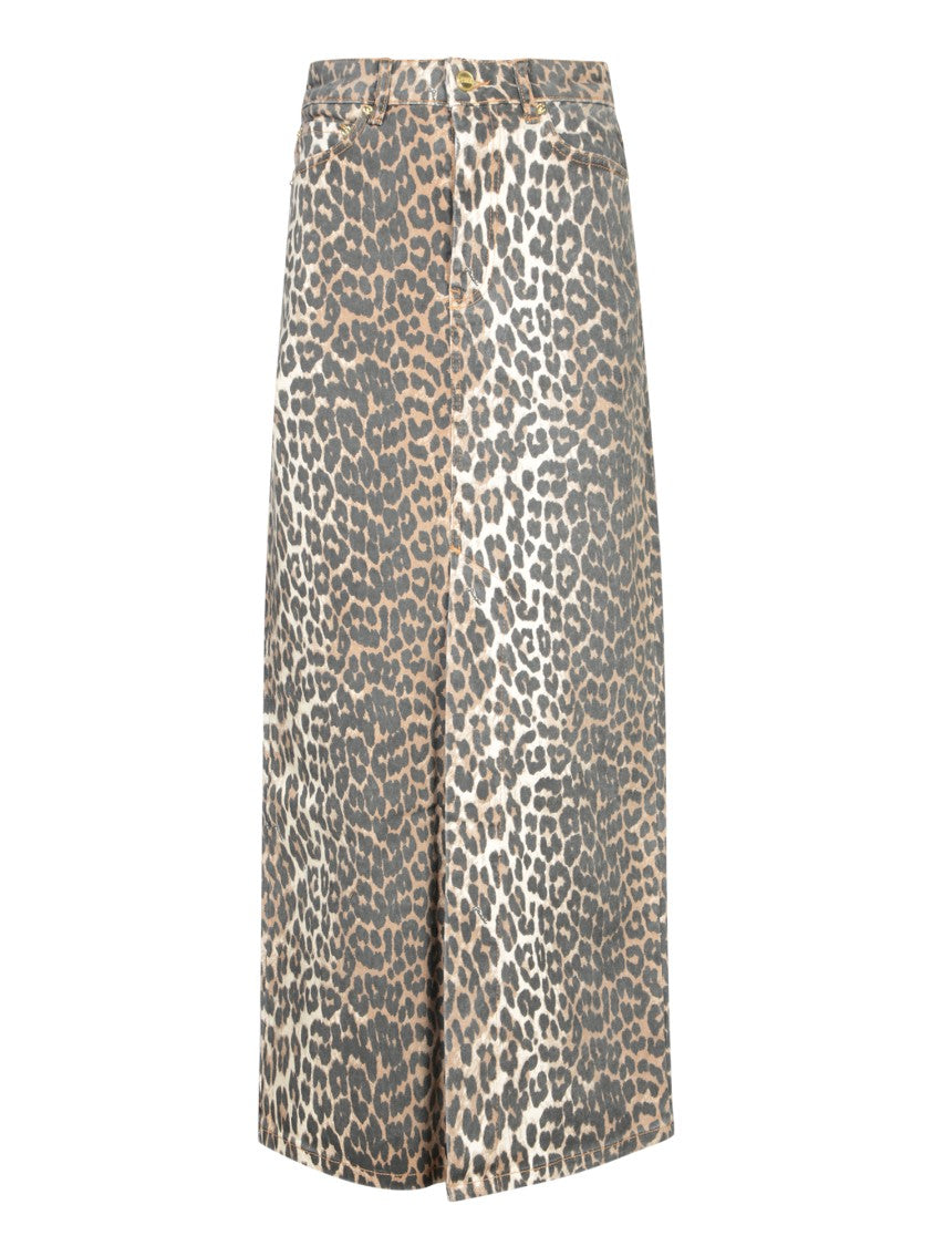 Ganni Maxi Skirt In Leopard Print
