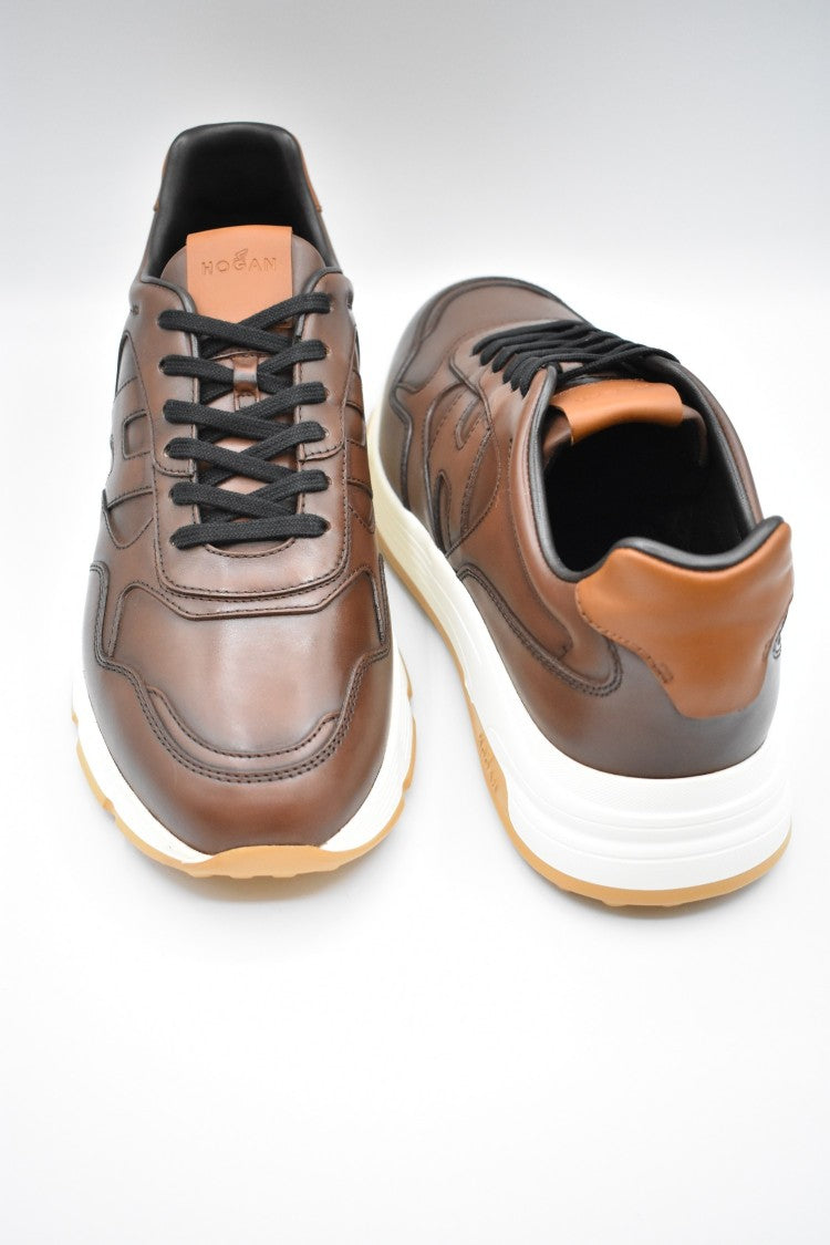 Hogan Brown Leather Sneakers