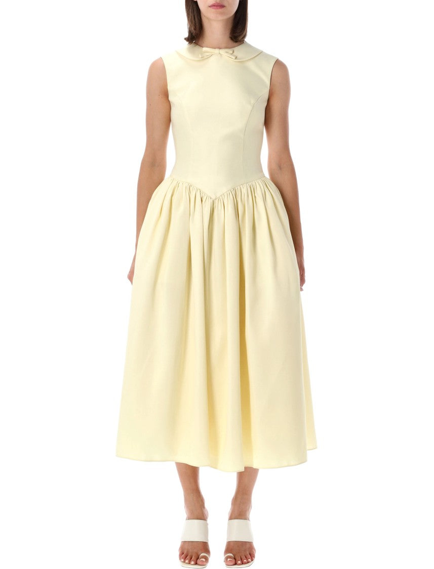 Self-Portrait Taffeta Collared Midi Dress