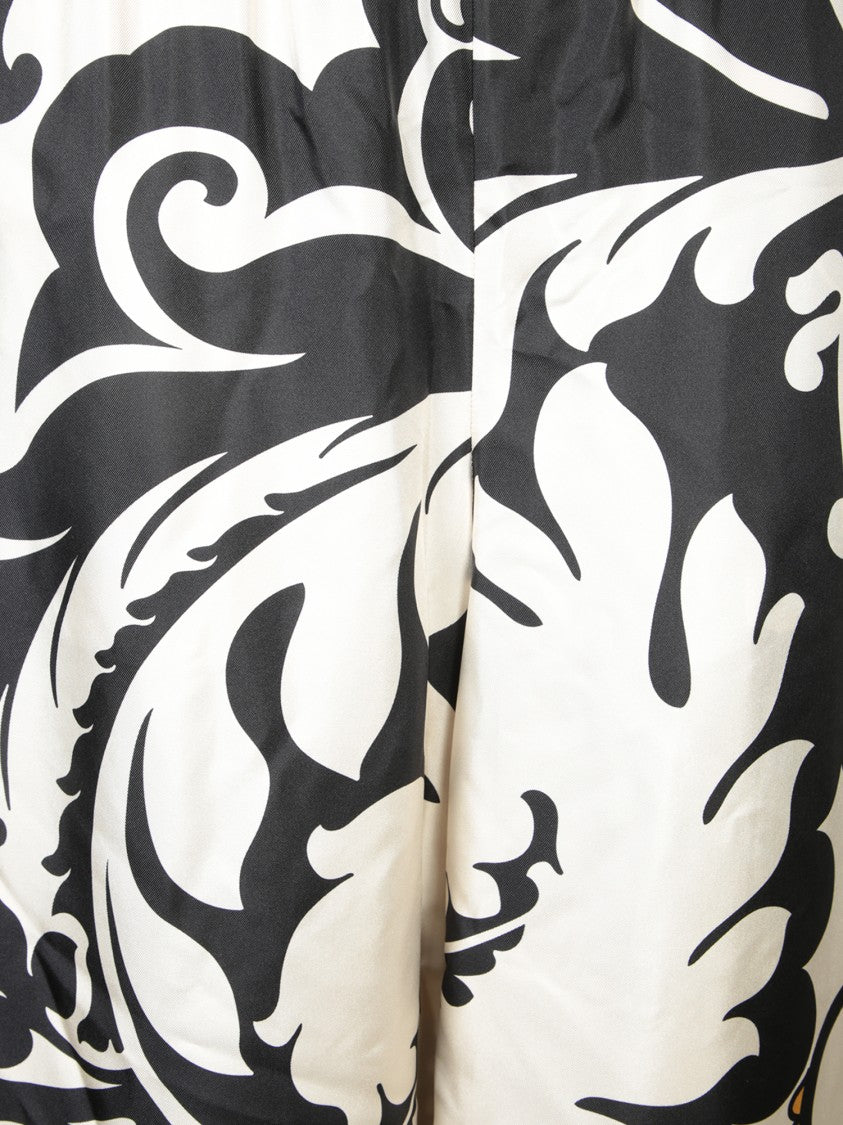 La Double J Wide-Leg Floral Pattern Trousers In Silk