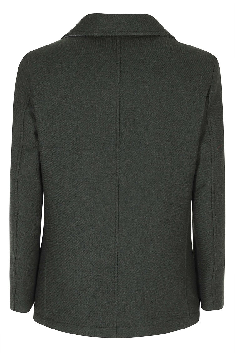 Camplin Green Shetland Double-Breasted Wool-Blend Peacoat