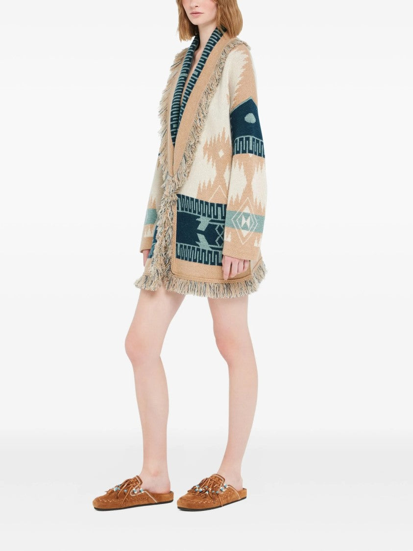 Alanui Beige Icon Jacquard Cashmere Cardigan