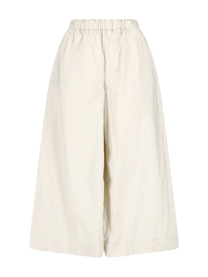 Daniela Gregis White Wide-Leg Elastic Waist Trousers