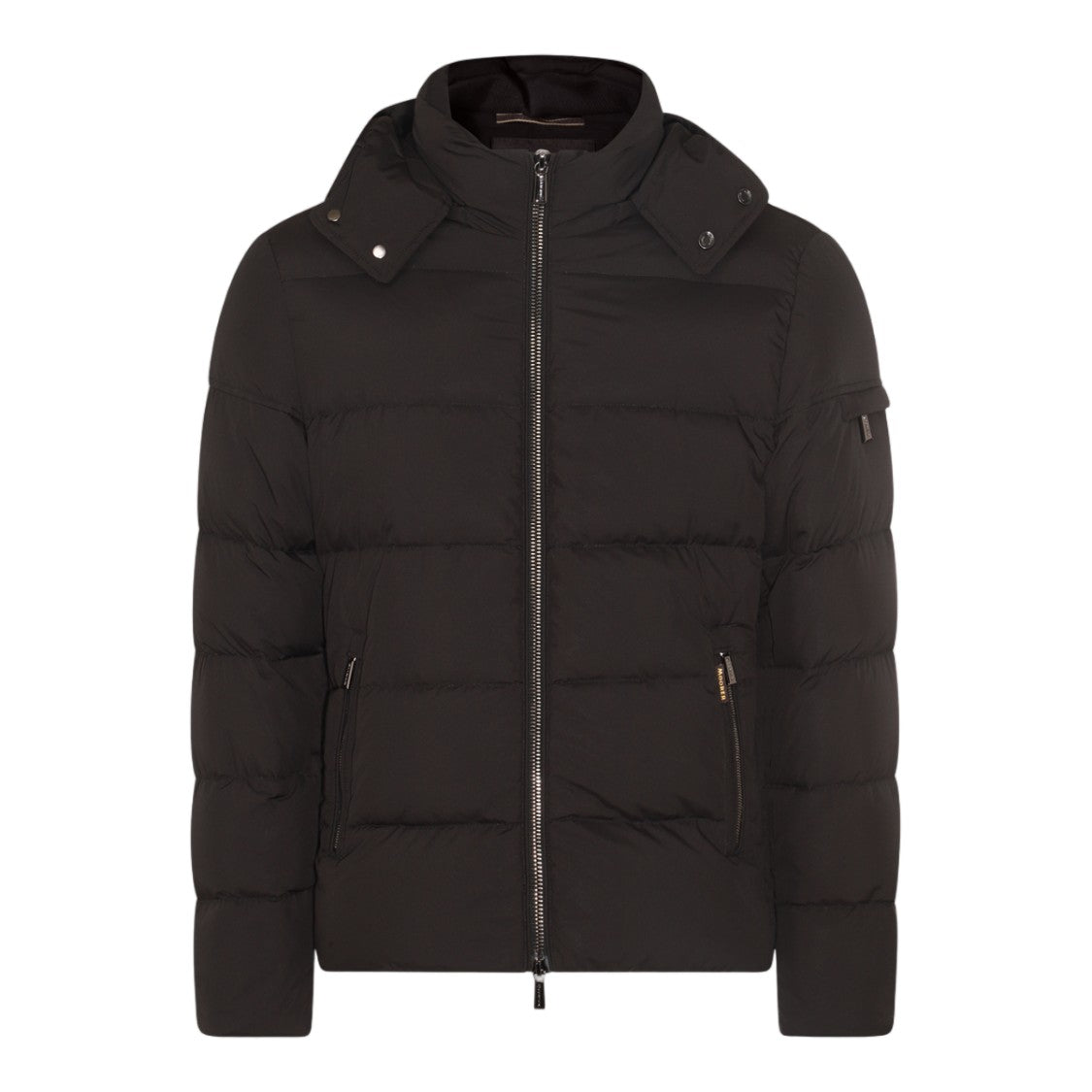 Moorer Padded Jacket With Horizontal Quilting And Detachable Hood