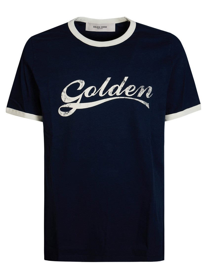 Golden Goose Contrast Ribbed Gauze Cotton Jersey T-Shirt