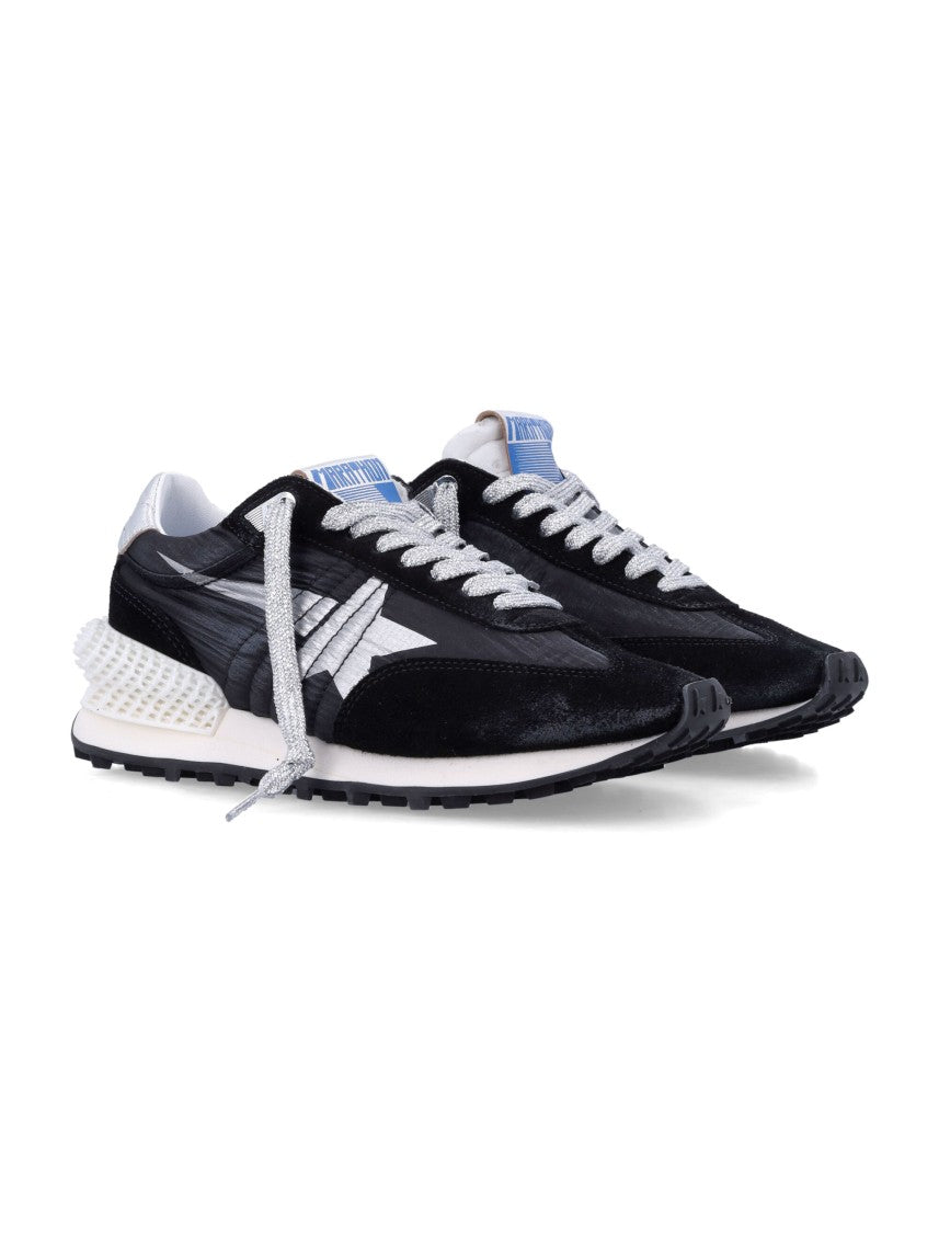 Golden Goose Textured Black Running Sneakers With Silver Accents