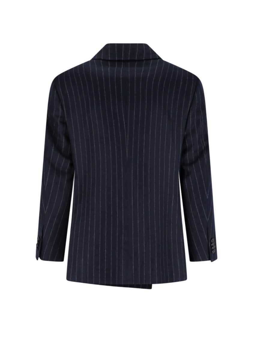 Caruso Blue Pinstripe Peak-Lapel Double-Breasted Suit
