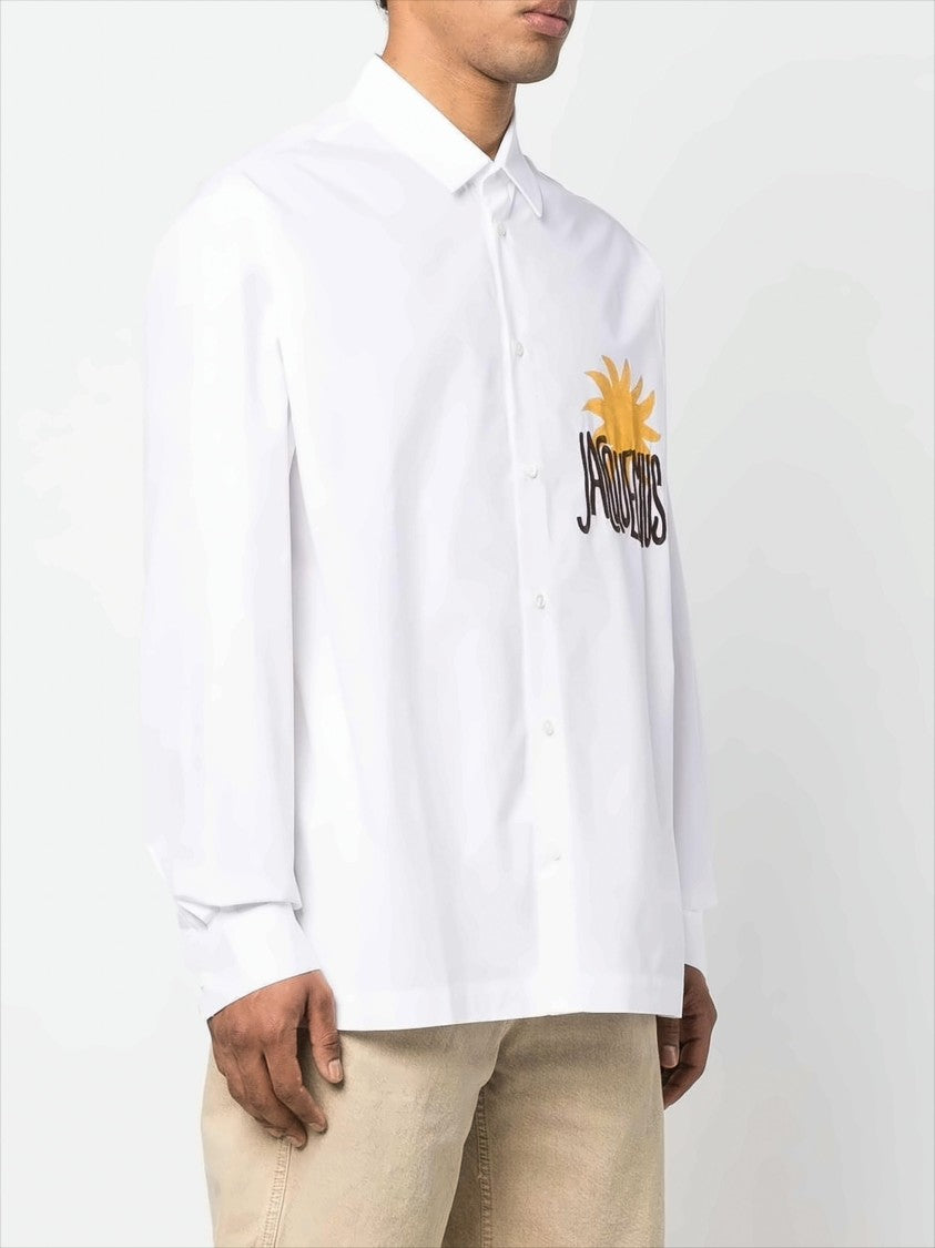 Jacquemus Long-Sleeve Cotton Shirt With Embroidered Sun Motif