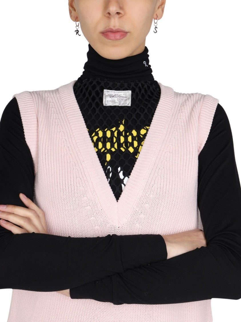 Raf Simons V-Neck Knitted Vest With Ribbed Texture