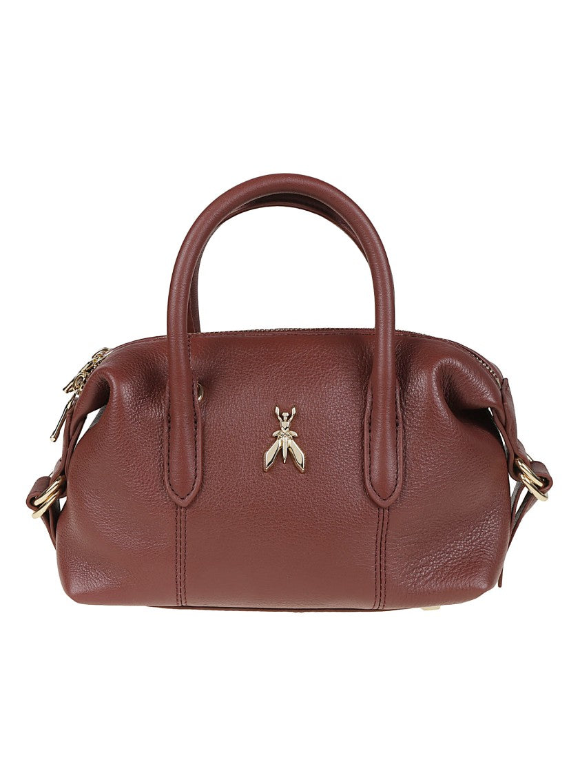 Patrizia Pepe Structured Calf Leather Gold-Tone Top Handle Bag