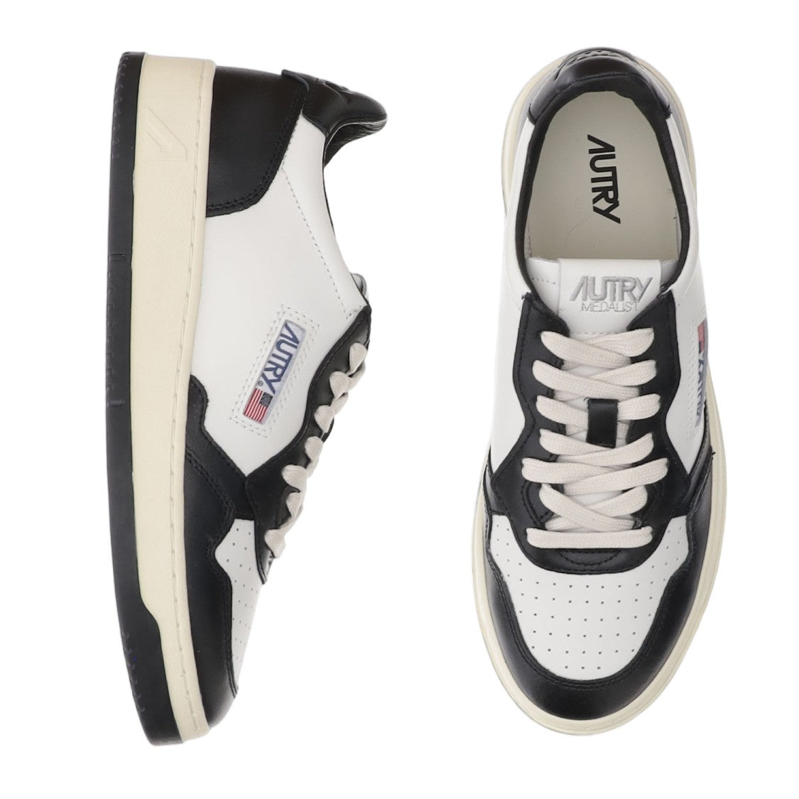 Autry Low-Top Leather Sneakers With Panel Design And Logo Accents